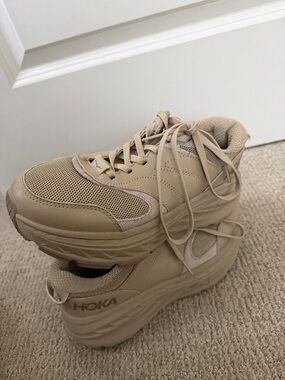 SOLD Hoka BONDI size US 6 Trail-Style Sneakers in Beige